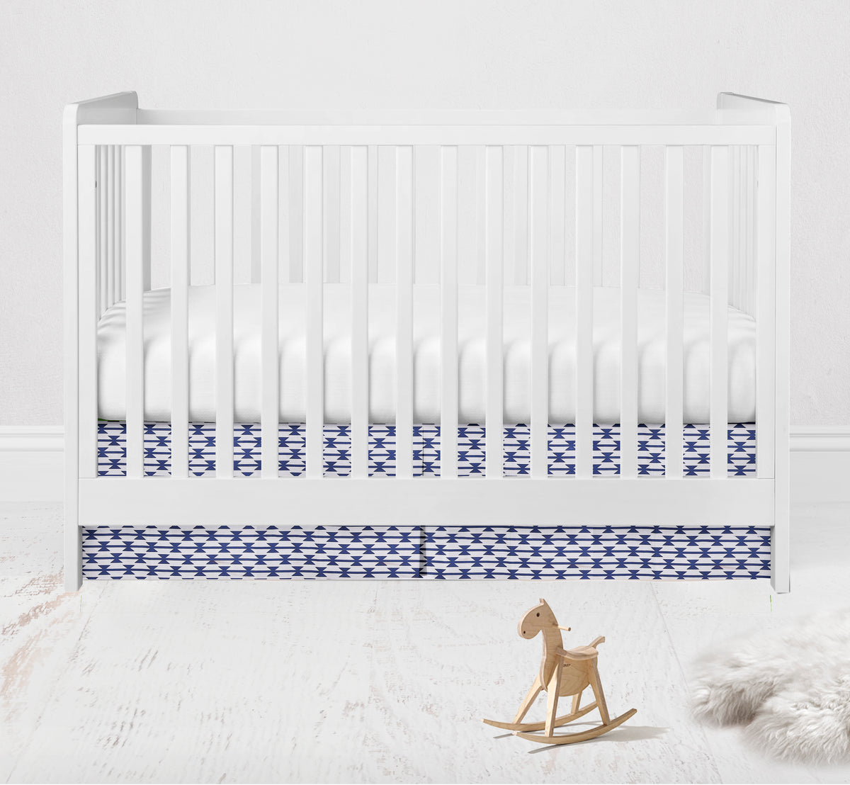 Navy blue hotsell ruffle crib skirt