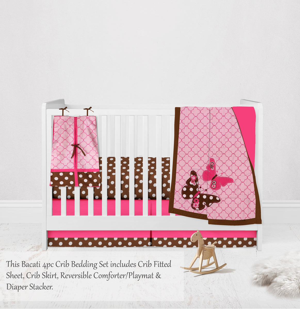 Pink and 2024 black crib bedding