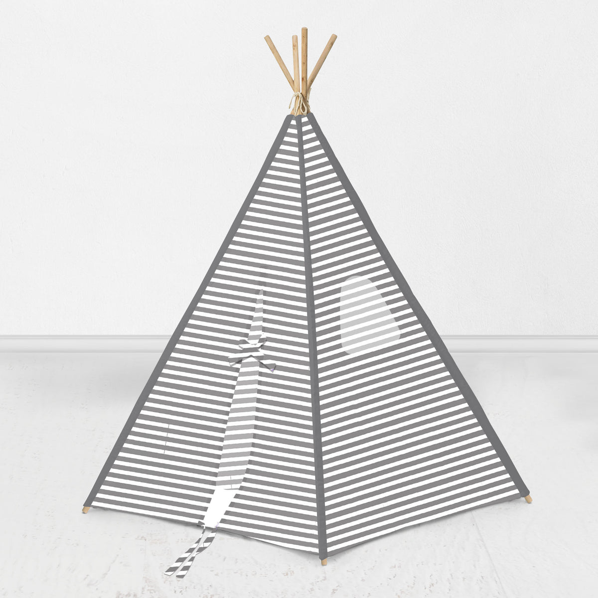 Bacati - Pin Stripes Gray Teepee Tent for Kids/Toddlers, 100% Cotton P