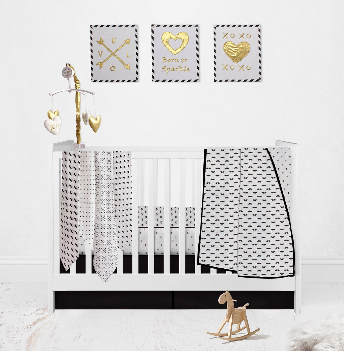 Mustache crib hot sale bedding set