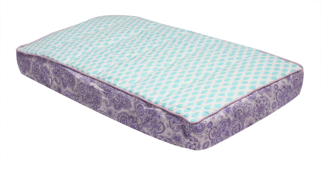 Paisley Isabella Purple/Aqua/Lilac Girls Quilted Changing Pad Cover - Bacati - Changing pad cover - Bacati