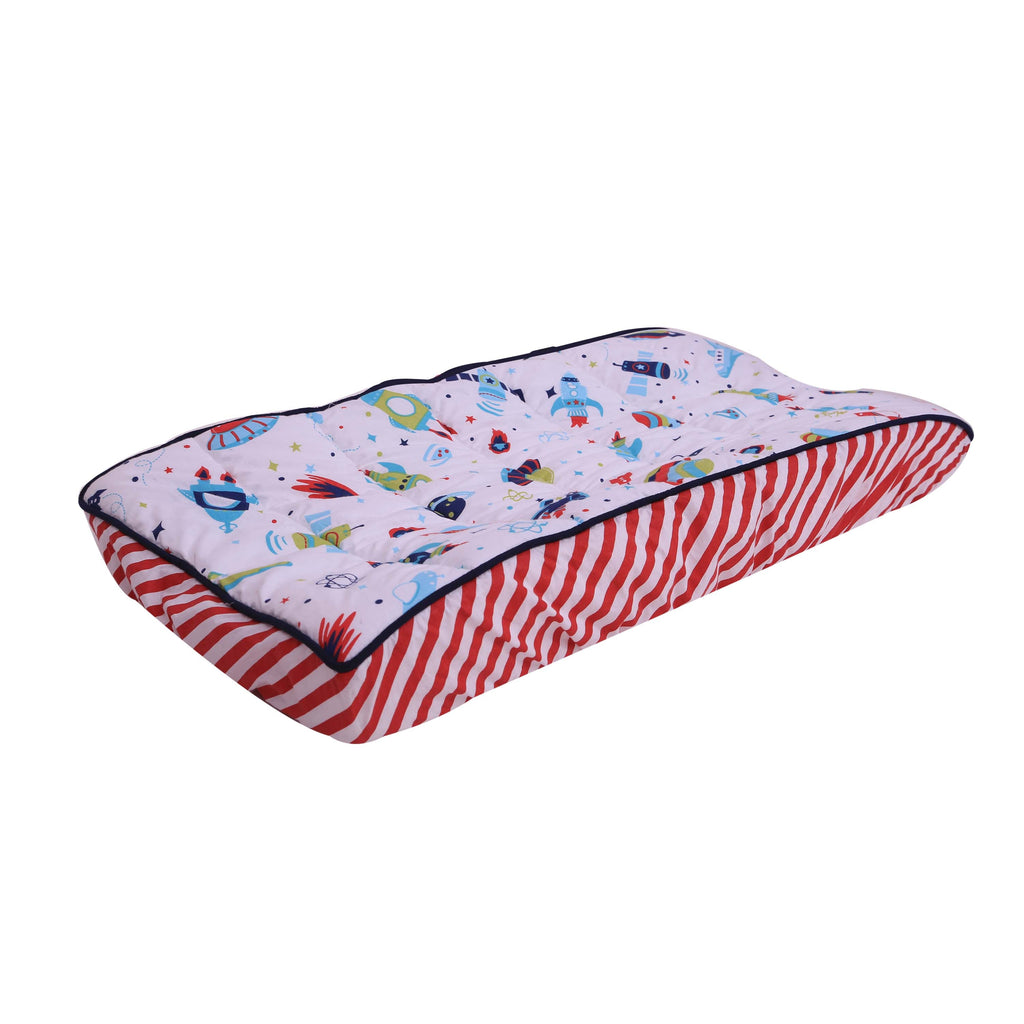 Airspace Aqua/Red/Orange/Green/Navy Boys Quilted Changing Pad Cover - Bacati - Changing pad cover - Bacati