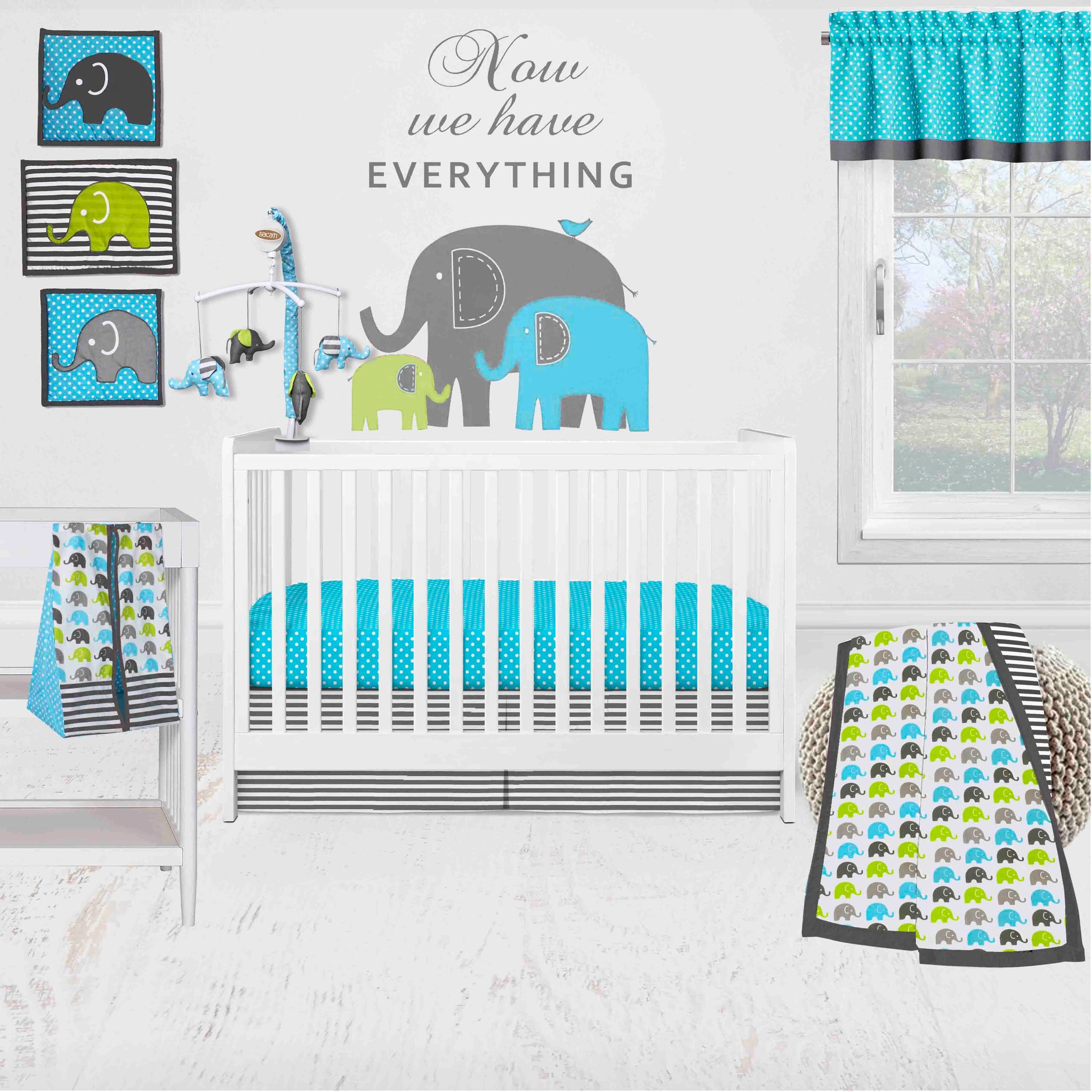 Bacati Elephants 10 Piece Crib Bedding Set Aqua