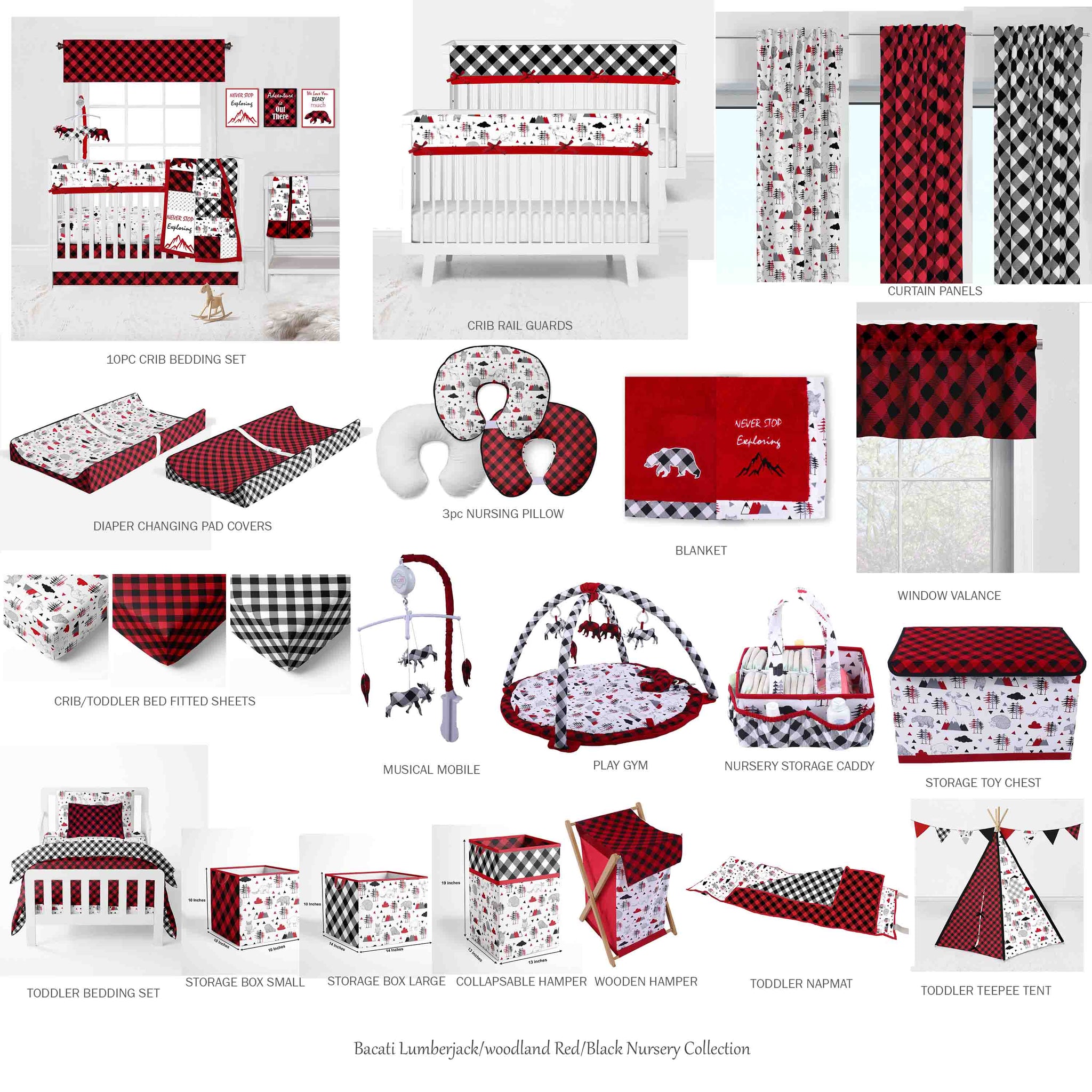 Red and black crib bedding sets sale