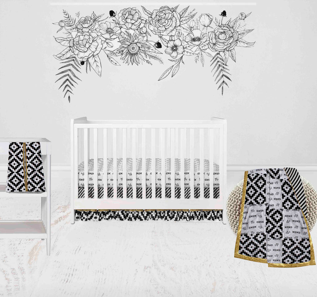 Love Aztec Black/Gold Crib Bedding Set - Bacati - Crib Bedding Set - Bacati