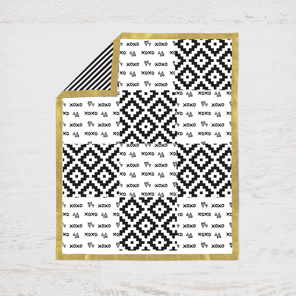 Love Aztec Black/Gold Crib Bedding Set - Bacati - Crib Bedding Set - Bacati